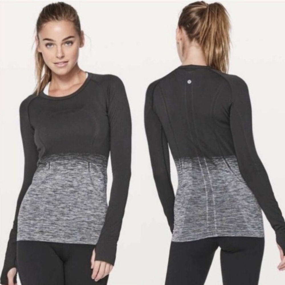 Lululemon Swiftly Tech Long Sleeve Crew color Black & Grey Ombré size 6